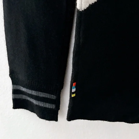 SmartWool Merino Wool Ski Sweater Cabincore Funnel Neck Large Black - Picture 9 of 12